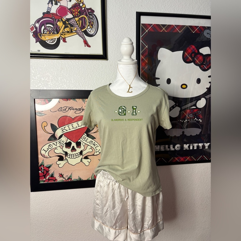 Junction West Sleep Green Graphic T-Shirt Top Y2K Sleepwear Loungewear
